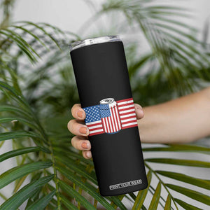 Funny Mens Drinking Skinny Tumbler I'm Holding a Beer So Yeah I'm Pretty Busy American Flag TB10 Print Your Wear