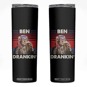 Funny 4th July Beer Lovers Skinny Tumbler Ben Drankin Drinking Patriotic TB10 Black Print Your Wear