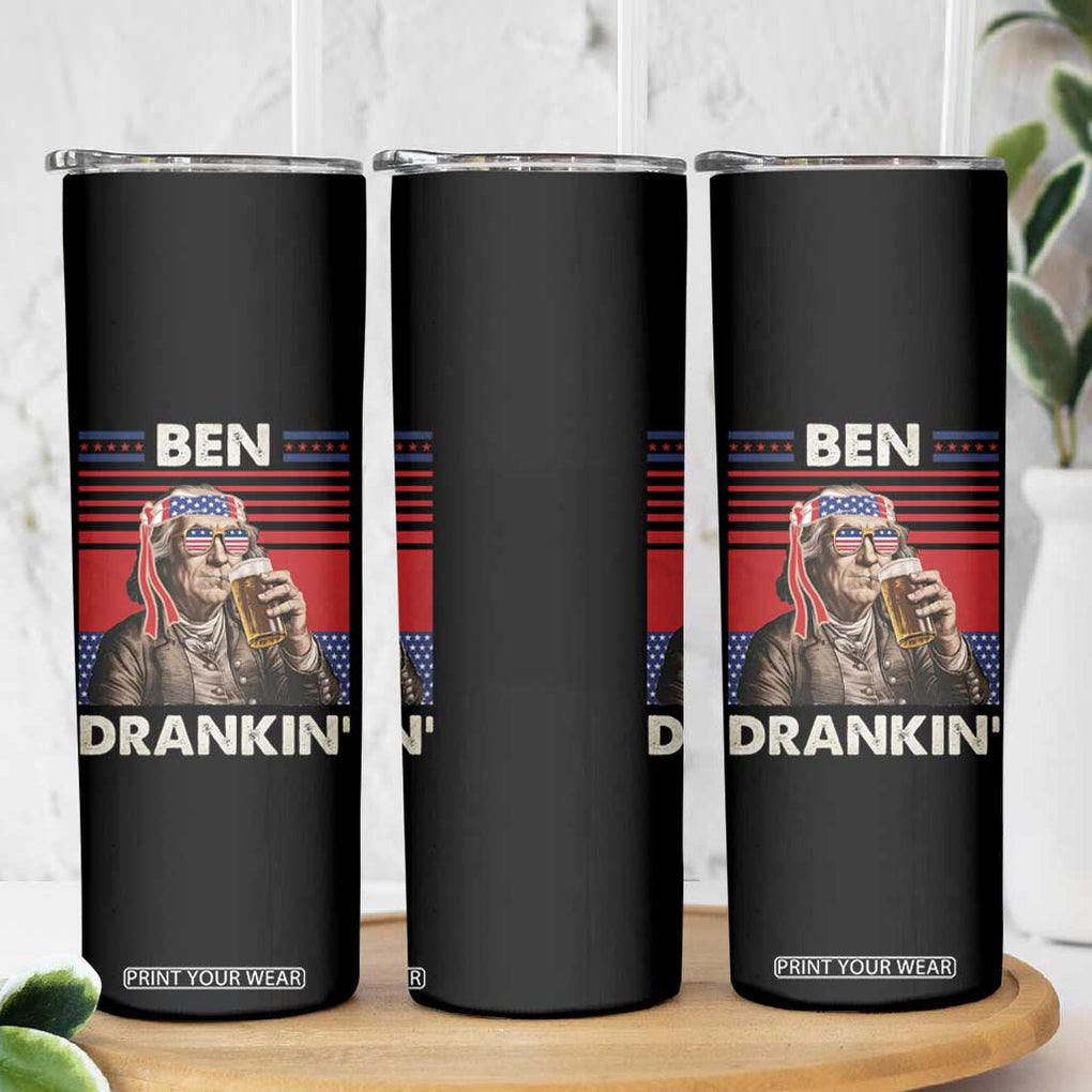 Funny 4th July Beer Lovers Skinny Tumbler Ben Drankin Drinking Patriotic TB10 Print Your Wear