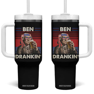 Funny 4th July Beer Lovers Tumbler With Handle Ben Drankin Drinking Patriotic TB10 One Size: 40 oz Black Print Your Wear