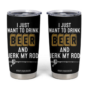 Beer Rod Fishing Lover Tumbler Cup Perfect Fishing Gift for Birthday TB10 Black Print Your Wear