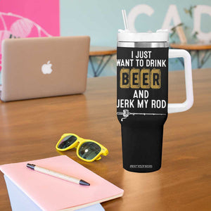 Beer Rod Fishing Lover Tumbler With Handle Perfect Fishing Gift for Birthday TB10 Print Your Wear