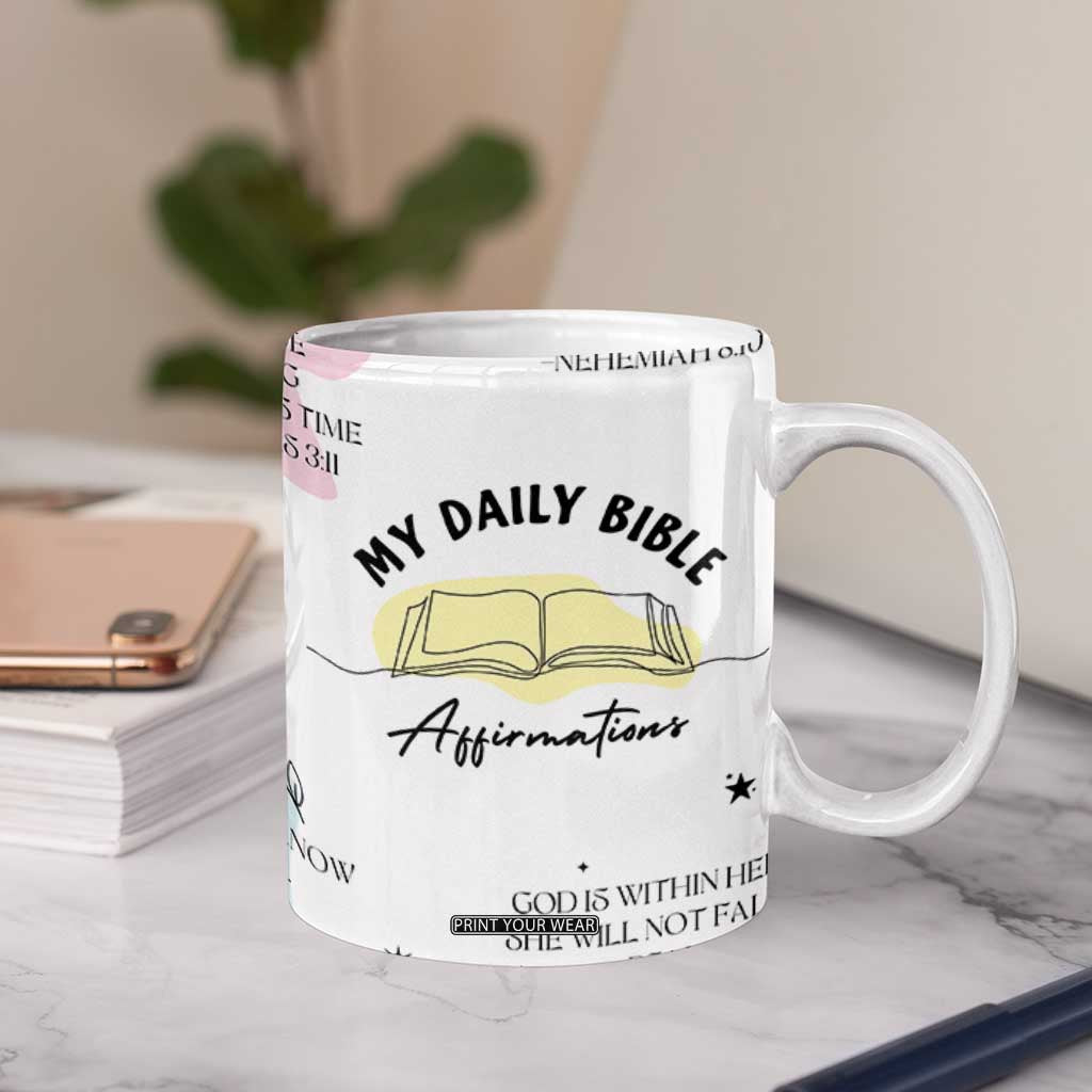 Daily Bible Affirmations Coffee Mug Christian Mental Health Encouraging Gift TB10 Print Your Wear