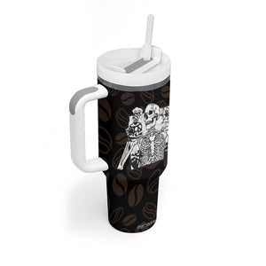 Skeleton Drinking Coffee Tumbler With Handle Touch My Coffee And I Will Drink It From Your Skull TB10 Print Your Wear