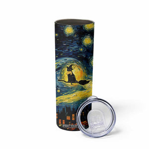 Halloween Kamala Harris 2024 Skinny Tumbler Wichy Vibes Starry Night Funny Black Cat Lady With Chucks Trump Hair TB10 Print Your Wear