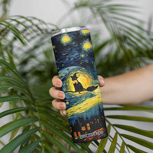 Halloween Kamala Harris 2024 Skinny Tumbler Wichy Vibes Starry Night Funny Black Cat Lady With Chucks Trump Hair TB10 Print Your Wear