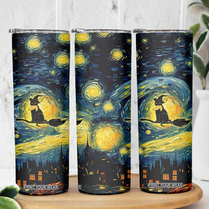 Halloween Kamala Harris 2024 Skinny Tumbler Wichy Vibes Starry Night Funny Black Cat Lady With Chucks Trump Hair TB10 Print Your Wear