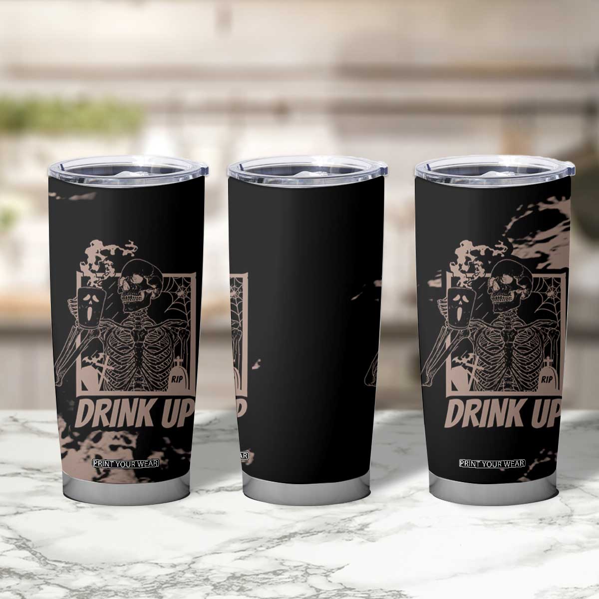 Skeleton Coffee Tumbler Cup Skull Skeleton Halloween Coffee Lover TB10 Print Your Wear