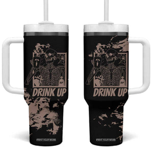 Skeleton Coffee Tumbler With Handle Skull Skeleton Halloween Coffee Lover TB10 One Size: 40 oz Black Print Your Wear