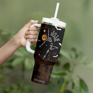 Personalized Halloween Dancing Skeleton Tumbler With Handle Custom Name Coffee Lover Spooky Season Gift TB10 Print Your Wear