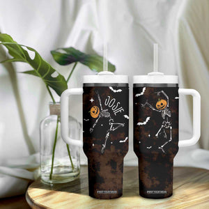 Personalized Halloween Dancing Skeleton Tumbler With Handle Custom Name Coffee Lover Spooky Season Gift TB10 Print Your Wear