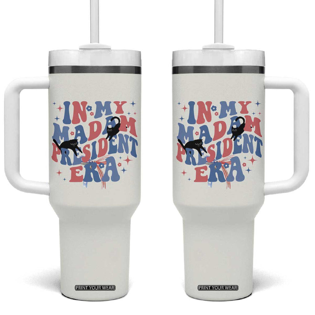 Funny Childless Cat Ladies For Kamala Harris 2024 Tumbler With Handle In My Madam President Era Democrat Cat Mom Gift TB10 One Size: 40 oz Cream Print Your Wear