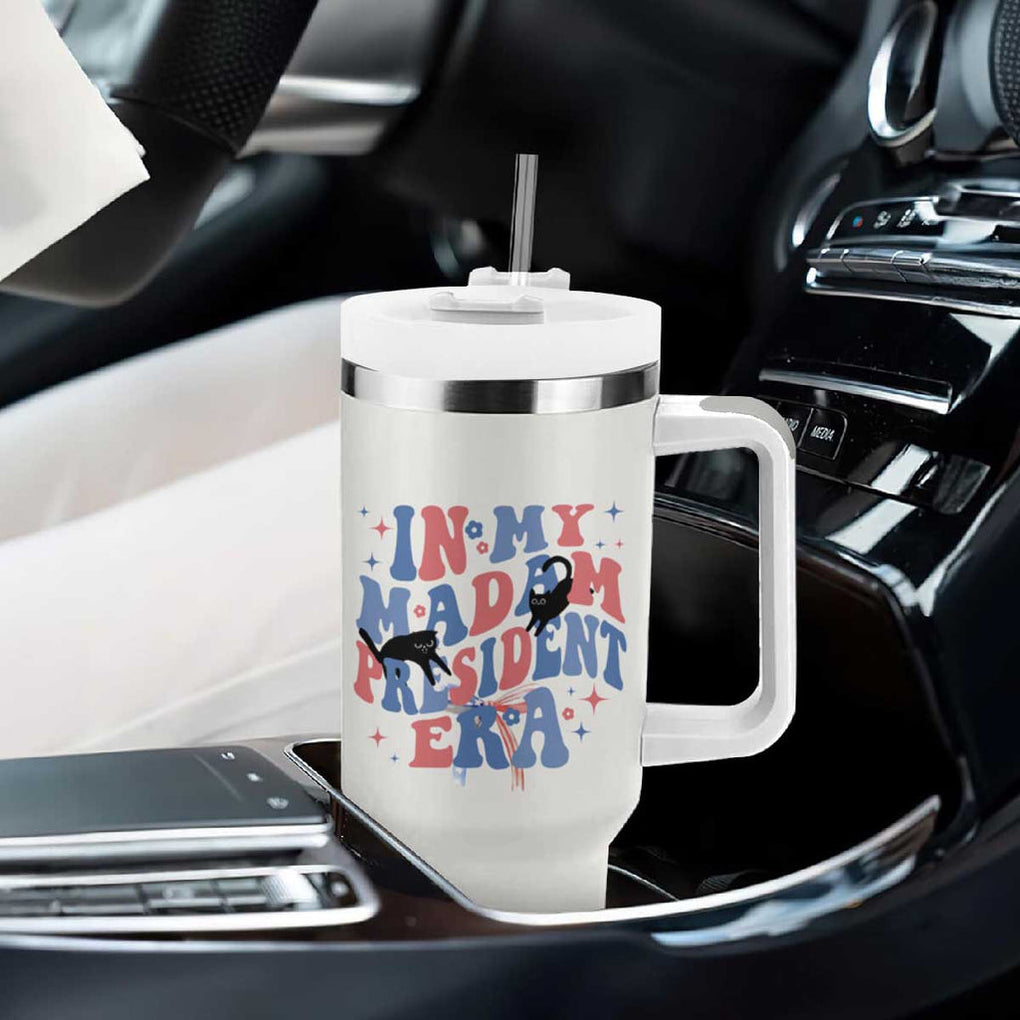 Funny Childless Cat Ladies For Kamala Harris 2024 Tumbler With Handle In My Madam President Era Democrat Cat Mom Gift TB10 Print Your Wear