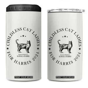 Childless Cat Ladies For Kamala Harris 2024 4 in 1 Can Cooler Tumbler Cat Gifts TB10 One Size: 16 oz Cream Print Your Wear