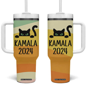 Kamala Harris Black Cat Tumbler With Handle Madame President TB10 One Size: 40 oz Yellow Print Your Wear