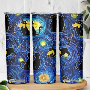 Halloween Starry Night Black Cat Skinny Tumbler Funny Childless Cat Lady With Trump Hair Vote Kamala 2024 TB10 Print Your Wear