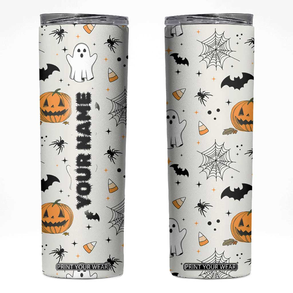 Personalized Cute Boo-Jee Skinny Tumbler Custom Name Halloween Ghost Boujee Pumpkin Fall Cup Spooky Season Gift TB10 Cream Print Your Wear