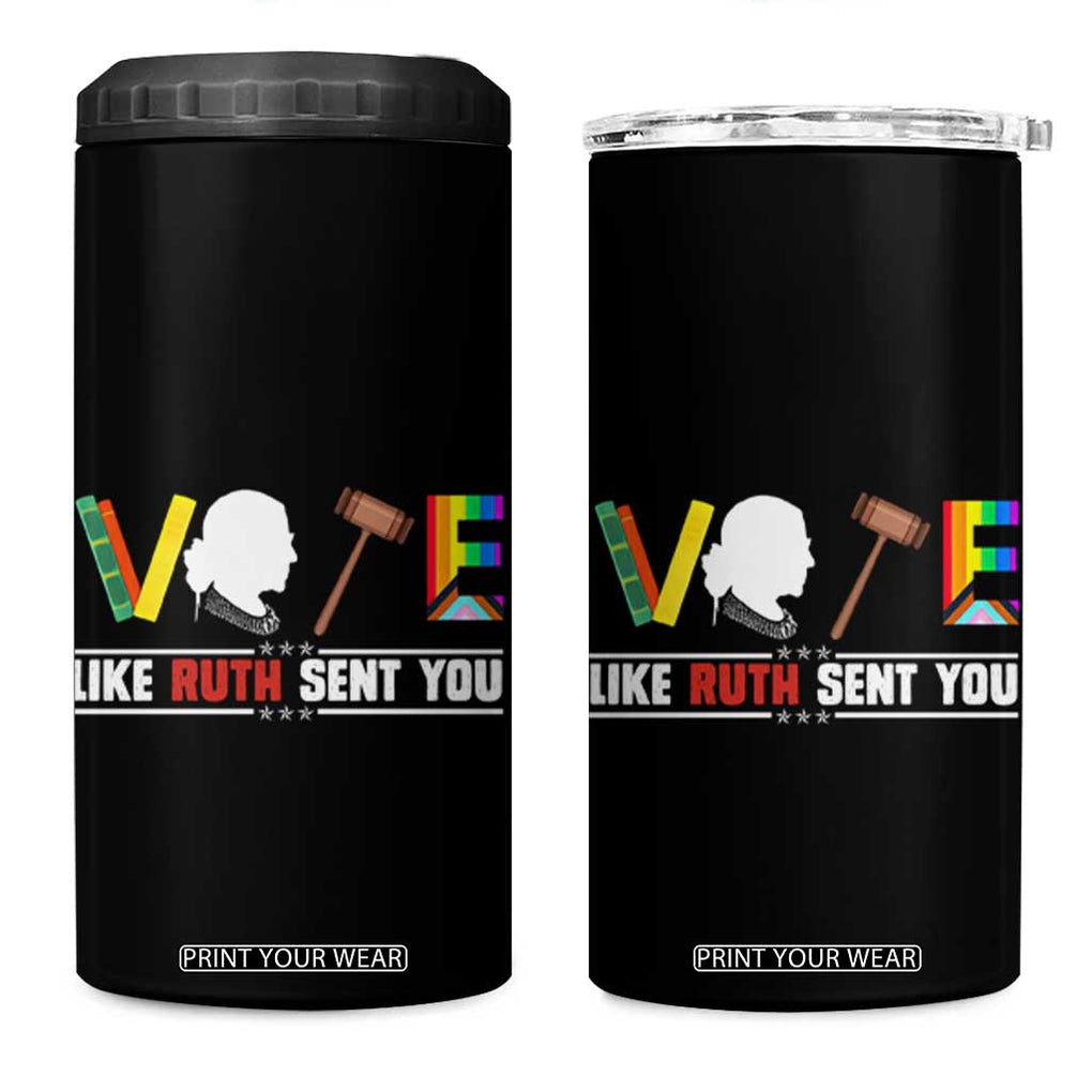 RBG Quote 4 in 1 Can Cooler Tumbler Vote Like Ruth Send You TB10 One Size: 16 oz Black Print Your Wear