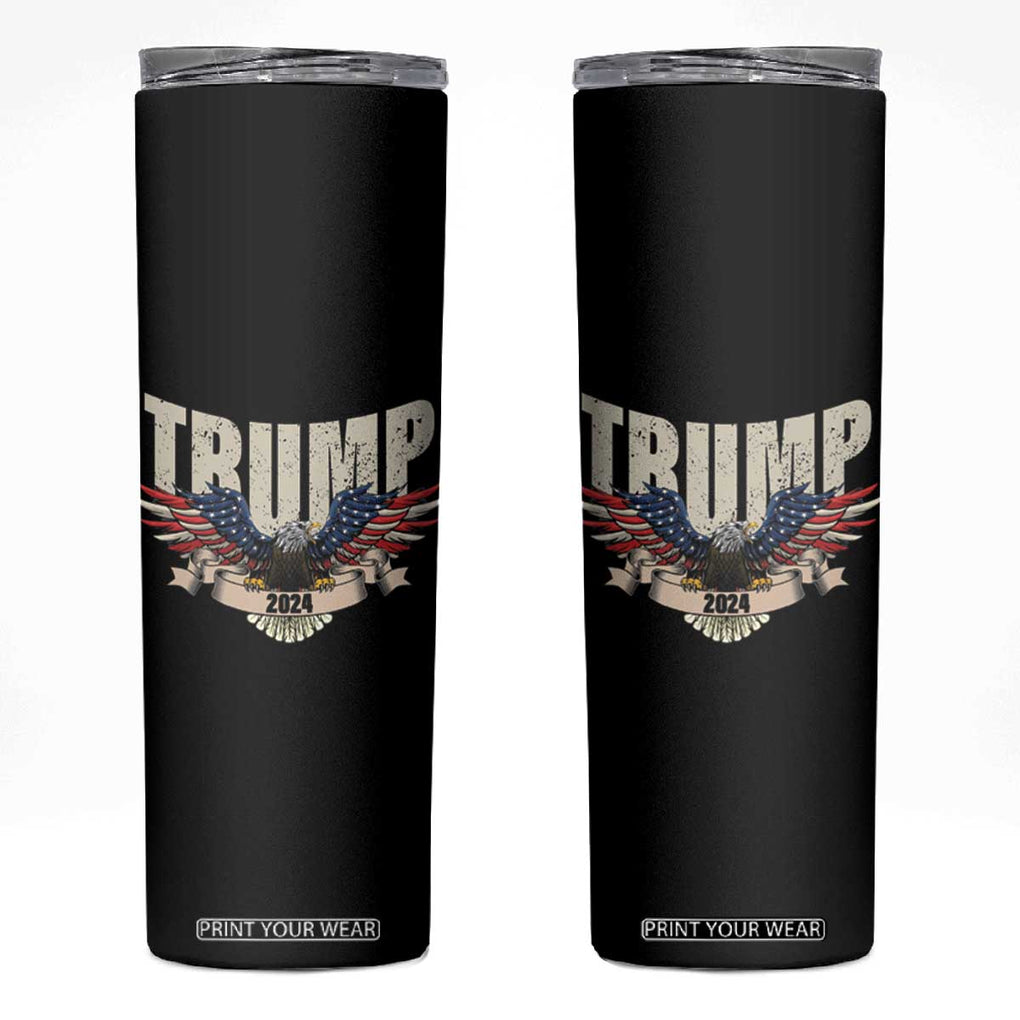 Trump 2024 Skinny Tumbler 45 47 American Election Republican Conservative US Flag Eagle TB10 Black Print Your Wear