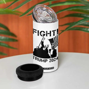 Trump Raised Fist 4 in 1 Can Cooler Tumbler Fight Trump 2024 American Flag TB10 Print Your Wear