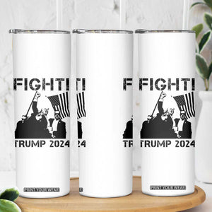 Trump Raised Fist Skinny Tumbler Fight Trump 2024 American Flag TB10 Print Your Wear