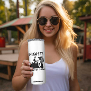 Trump Raised Fist Skinny Tumbler Fight Trump 2024 American Flag TB10 Print Your Wear