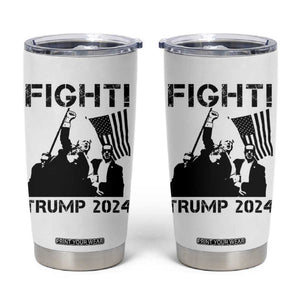 Trump Raised Fist Tumbler Cup Fight Trump 2024 American Flag TB10 White Print Your Wear