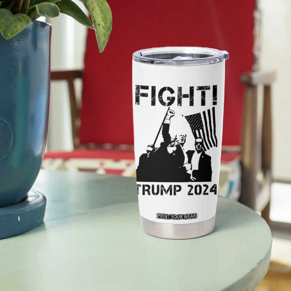 Trump Raised Fist Tumbler Cup Fight Trump 2024 American Flag TB10 Print Your Wear