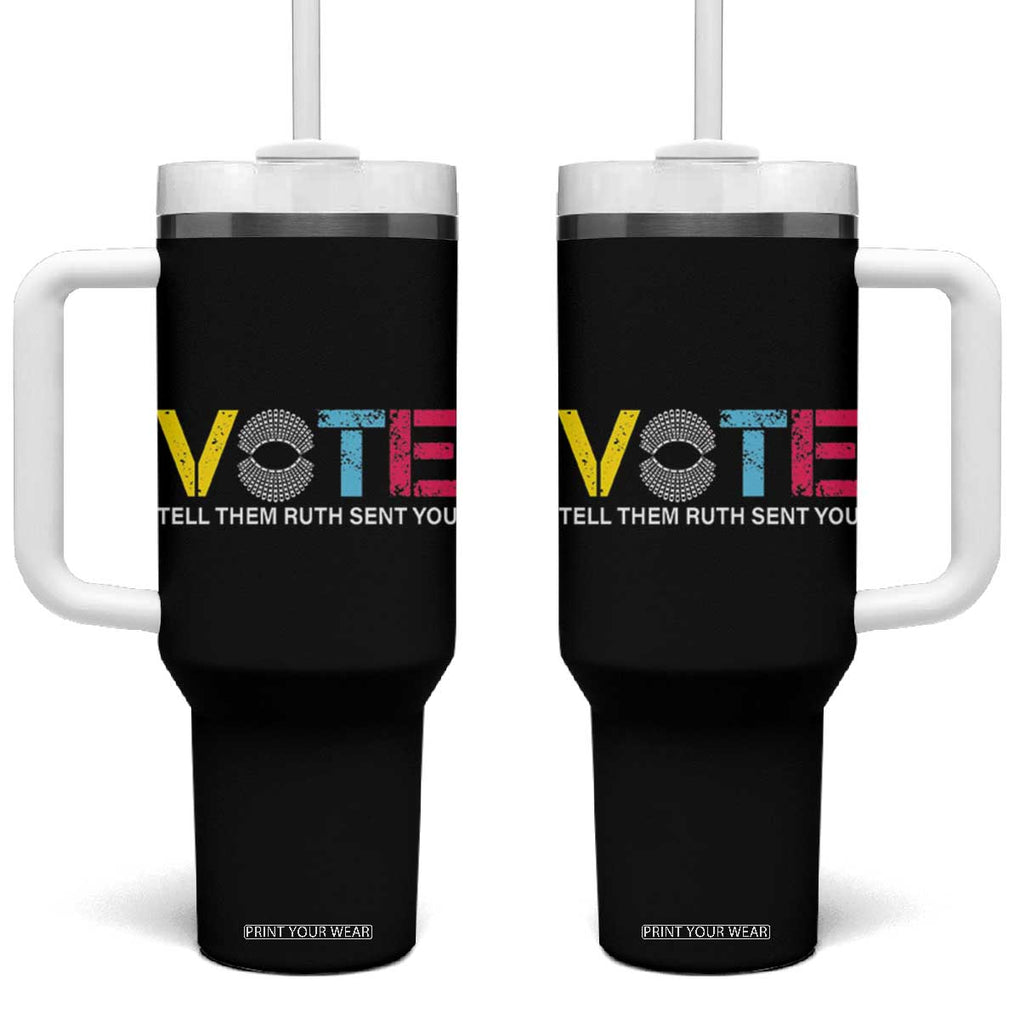 RBG Quote Tumbler With Handle Vote Tell Them Ruth Send You TB10 One Size: 40 oz Black Print Your Wear