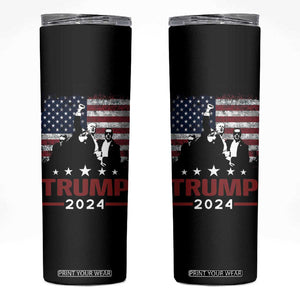 Trump 2024 Skinny Tumbler At Election Rally American Retro Flag TB10 Black Print Your Wear