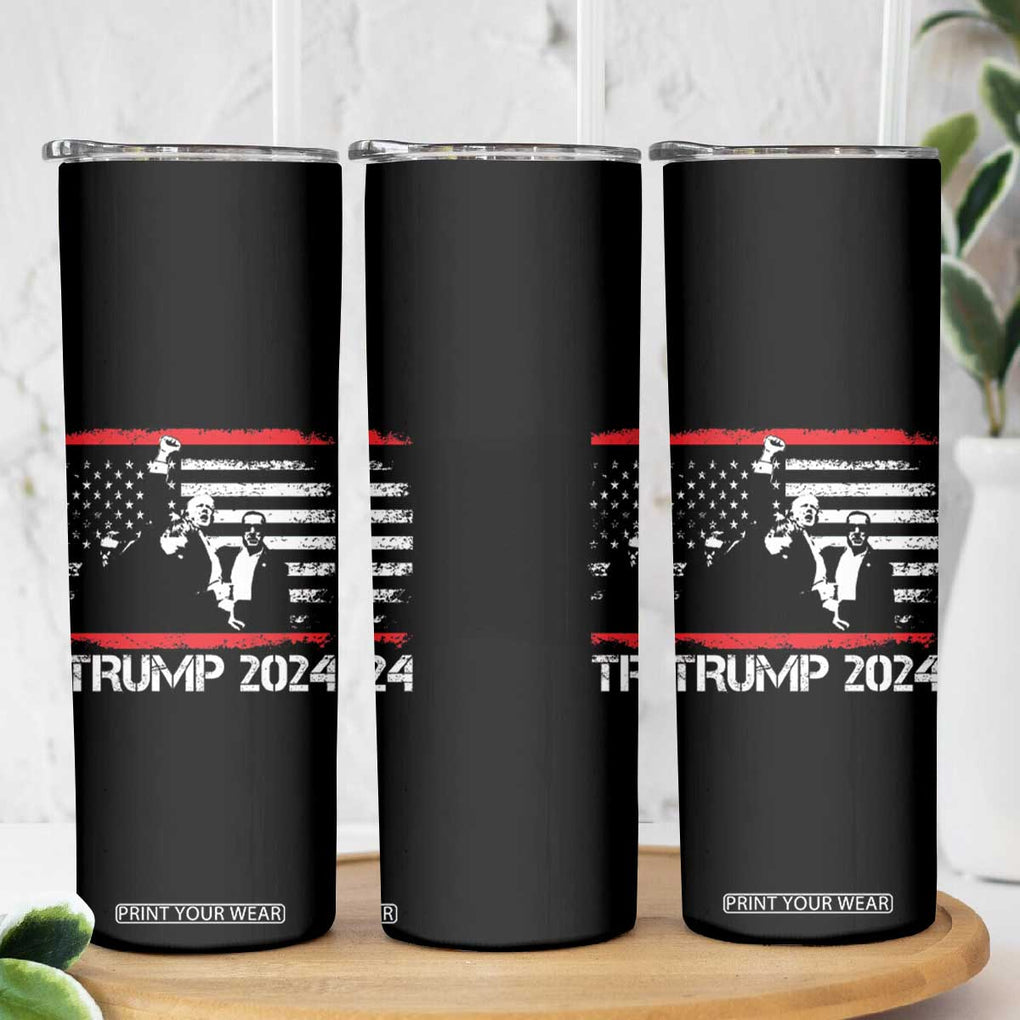 Trump 2024 Skinny Tumbler At Election Rally American Flag TB10 Print Your Wear