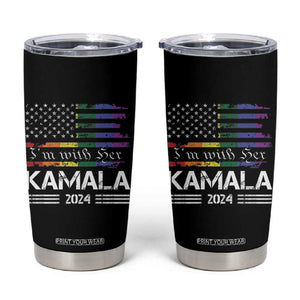 Harris 2024 Election Tumbler Cup I'm With Her Kamala LGBT Gay Pride Rainbow American USA Flag TB10 Black Print Your Wear