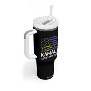 Harris 2024 Election Tumbler With Handle I'm With Her Kamala LGBT Gay Pride Rainbow American USA Flag TB10 Print Your Wear