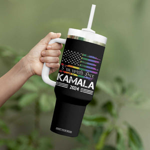 Harris 2024 Election Tumbler With Handle I'm With Her Kamala LGBT Gay Pride Rainbow American USA Flag TB10 Print Your Wear