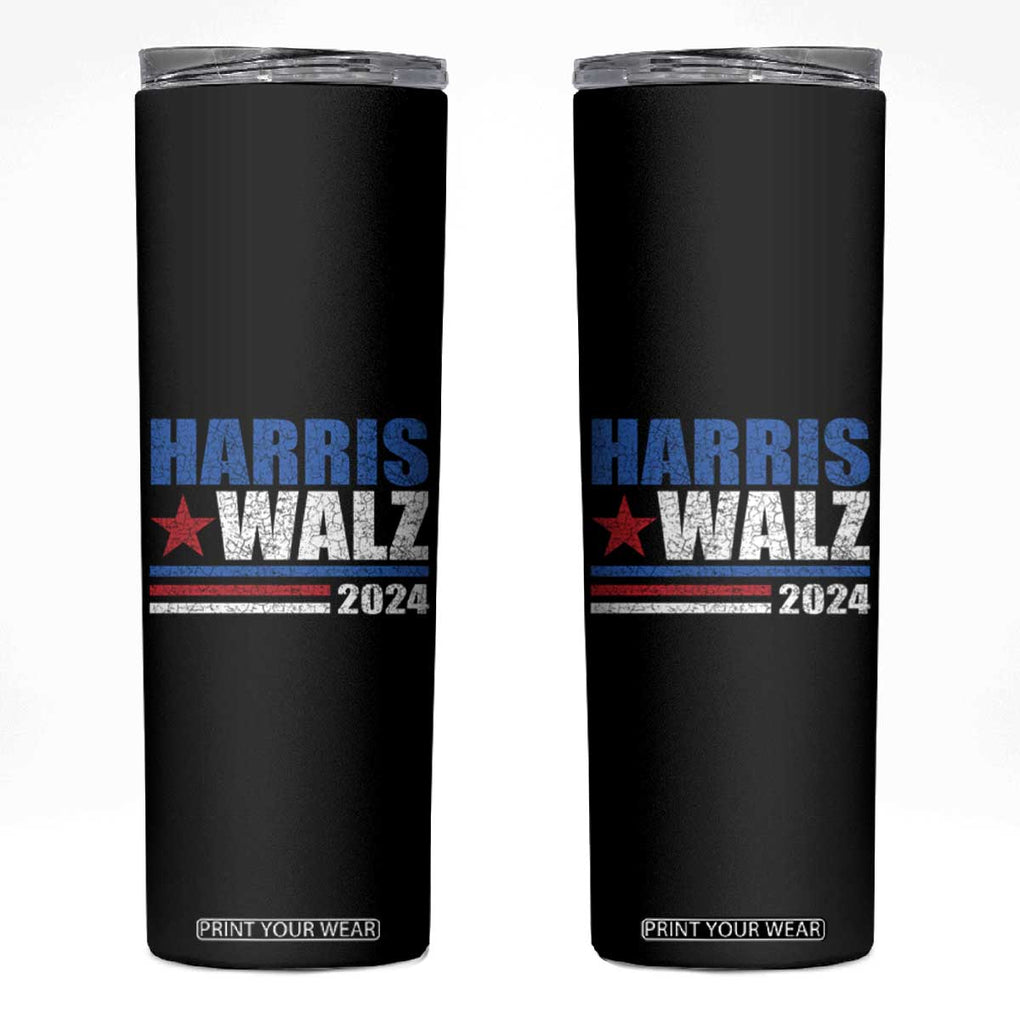 Kamala Harris Tim Walz 2024 Election Skinny Tumbler We're Not Going Back Vote Blue Madam President TB10 Black Print Your Wear