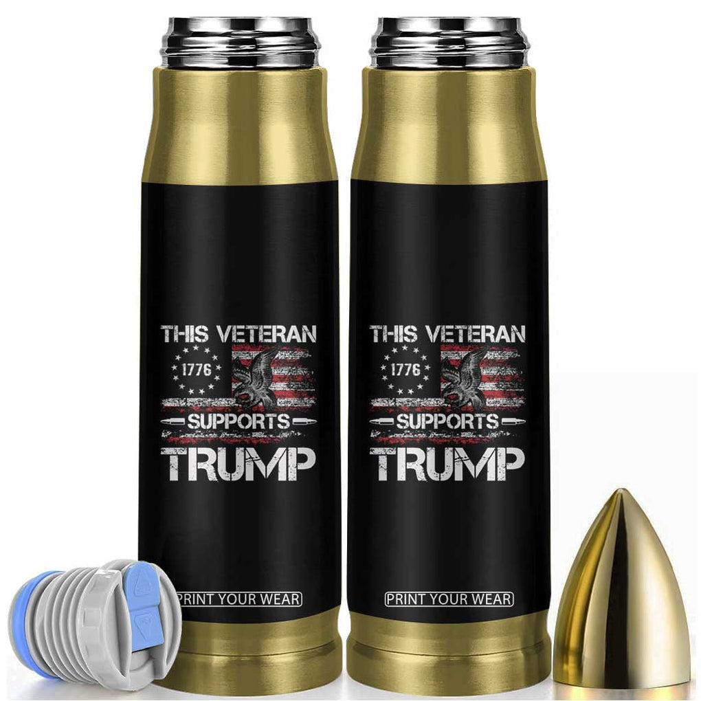 This Veteran Supports Trump 2024 Bullet Tumbler American Flag 4th Of July 45 47 TB10 Black Print Your Wear