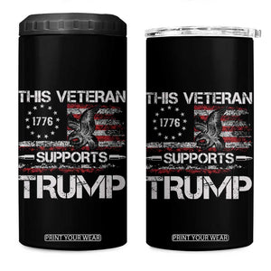 This Veteran Supports Trump 2024 4 in 1 Can Cooler Tumbler American Flag 4th Of July 45 47 TB10 One Size: 16 oz Black Print Your Wear