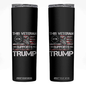 This Veteran Supports Trump 2024 Skinny Tumbler American Flag 4th Of July 45 47 TB10 Black Print Your Wear