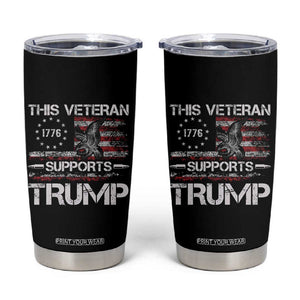 This Veteran Supports Trump 2024 Tumbler Cup American Flag 4th Of July 45 47 TB10 Black Print Your Wear