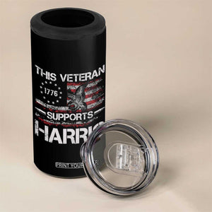 This Veteran Supports Harris 2024 4 in 1 Can Cooler Tumbler American Flag 4th Of July Madam President TB10 Print Your Wear