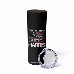 This Veteran Supports Harris 2024 Skinny Tumbler American Flag 4th Of July Madam President TB10 Print Your Wear