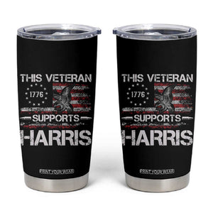 This Veteran Supports Harris 2024 Tumbler Cup American Flag 4th Of July Madam President TB10 Black Print Your Wear