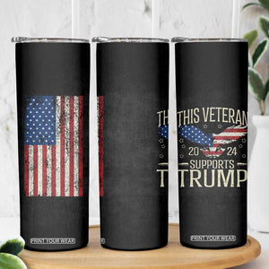 This Veteran Supports Trump 2024 Election Skinny Tumbler American Flag Eagle Grandpa Dad Gifts TB10 Print Your Wear