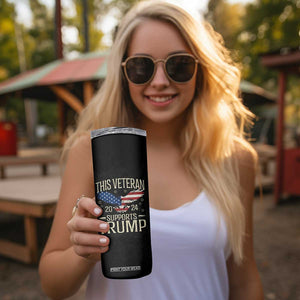 This Veteran Supports Trump 2024 Election Skinny Tumbler American Flag Eagle Grandpa Dad Gifts TB10 Print Your Wear