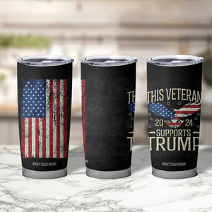 This Veteran Supports Trump 2024 Election Tumbler Cup American Flag Eagle Grandpa Dad Gifts TB10 Print Your Wear