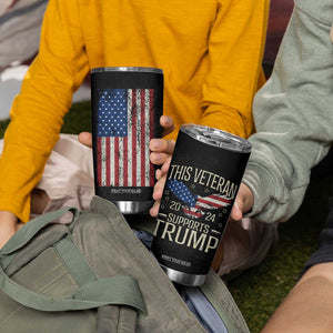 This Veteran Supports Trump 2024 Election Tumbler Cup American Flag Eagle Grandpa Dad Gifts TB10 Print Your Wear