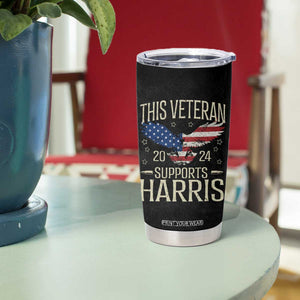 This Veteran Supports Harris 2024 Election Tumbler Cup American Flag Eagle Grandpa Dad Gifts TB10 Print Your Wear