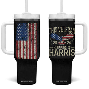 This Veteran Supports Harris 2024 Election Tumbler With Handle American Flag Eagle Grandpa Dad Gifts TB10 One Size: 40 oz Black Print Your Wear