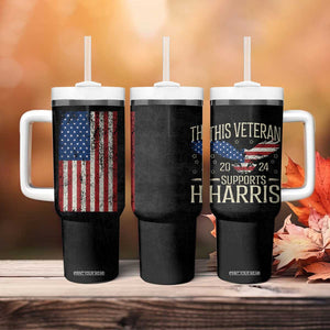 This Veteran Supports Harris 2024 Election Tumbler With Handle American Flag Eagle Grandpa Dad Gifts TB10 Print Your Wear