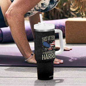 This Veteran Supports Harris 2024 Election Tumbler With Handle American Flag Eagle Grandpa Dad Gifts TB10 Print Your Wear